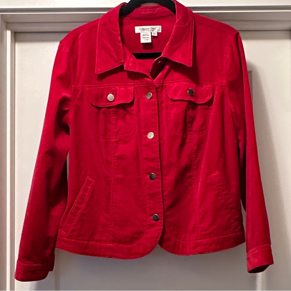 Coldwater Creek Red Velvet Jean Jacket